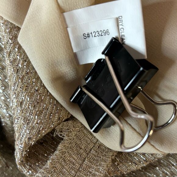 Kay Unger Cream Gold Tweed Silk Bodice Dress with Matching Silk Lined Jacket 10 - Picture 11 of 15